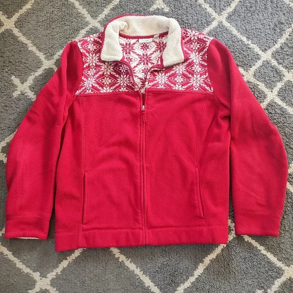 LL Bean Full Zip Fair Isle Nordic Fleece Jacket XL - Picture 1 of 4